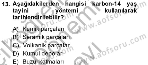 Tarihi Coğrafya Dersi 2014 - 2015 Yılı (Final) Dönem Sonu Sınav Soruları 13. Soru