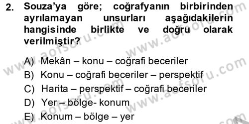 Tarihi Coğrafya Dersi 2014 - 2015 Yılı (Final) Dönem Sonu Sınav Soruları 2. Soru