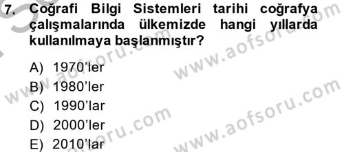 Tarihi Coğrafya Dersi 2014 - 2015 Yılı (Final) Dönem Sonu Sınav Soruları 7. Soru