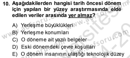 Tarihi Coğrafya Dersi 2014 - 2015 Yılı Tek Ders Sınav Soruları 10. Soru