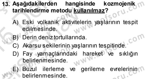 Tarihi Coğrafya Dersi 2014 - 2015 Yılı Tek Ders Sınav Soruları 13. Soru