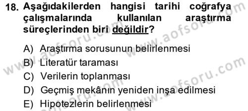 Tarihi Coğrafya Dersi 2014 - 2015 Yılı Tek Ders Sınav Soruları 18. Soru