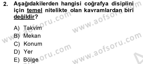 Tarihi Coğrafya Dersi 2014 - 2015 Yılı Tek Ders Sınav Soruları 2. Soru