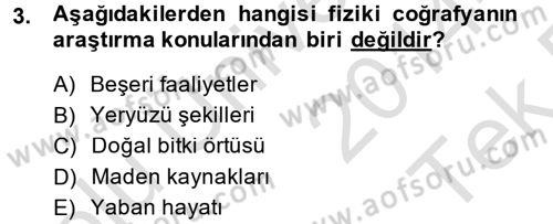 Tarihi Coğrafya Dersi 2014 - 2015 Yılı Tek Ders Sınav Soruları 3. Soru