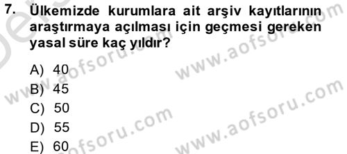 Tarihi Coğrafya Dersi 2014 - 2015 Yılı Tek Ders Sınav Soruları 7. Soru