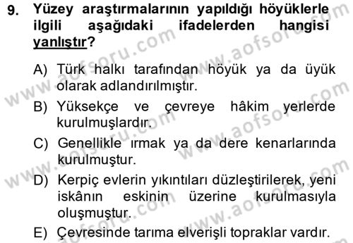 Tarihi Coğrafya Dersi 2014 - 2015 Yılı Tek Ders Sınav Soruları 9. Soru