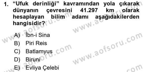 Tarihi Coğrafya Dersi 2015 - 2016 Yılı (Final) Dönem Sonu Sınav Soruları 1. Soru