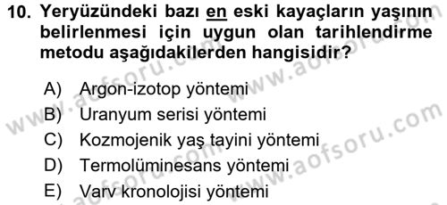 Tarihi Coğrafya Dersi 2015 - 2016 Yılı (Final) Dönem Sonu Sınav Soruları 10. Soru