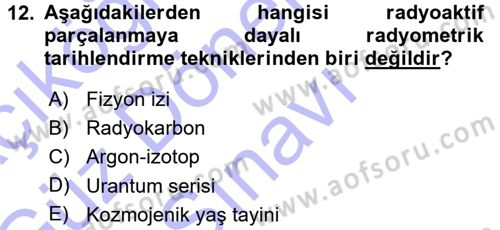 Tarihi Coğrafya Dersi 2015 - 2016 Yılı (Final) Dönem Sonu Sınav Soruları 12. Soru