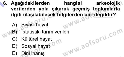 Tarihi Coğrafya Dersi 2015 - 2016 Yılı (Final) Dönem Sonu Sınav Soruları 6. Soru