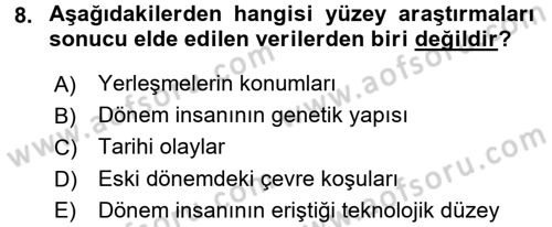 Tarihi Coğrafya Dersi 2015 - 2016 Yılı (Final) Dönem Sonu Sınav Soruları 8. Soru