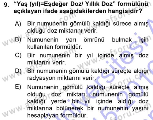 Tarihi Coğrafya Dersi 2015 - 2016 Yılı (Final) Dönem Sonu Sınav Soruları 9. Soru