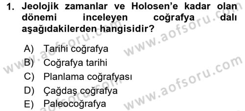 Tarihi Coğrafya Dersi 2015 - 2016 Yılı Tek Ders Sınav Soruları 1. Soru