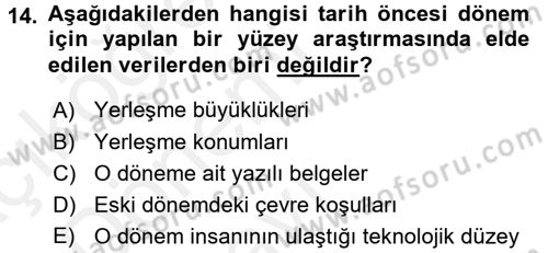 Tarihi Coğrafya Dersi 2015 - 2016 Yılı Tek Ders Sınav Soruları 14. Soru