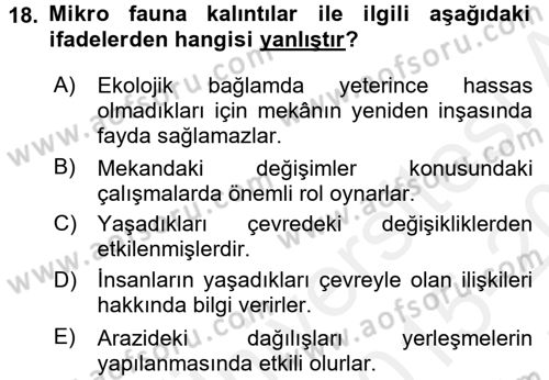 Tarihi Coğrafya Dersi 2015 - 2016 Yılı Tek Ders Sınav Soruları 18. Soru