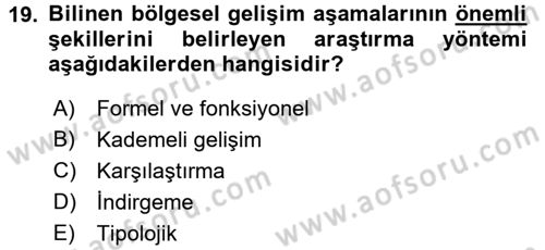 Tarihi Coğrafya Dersi 2015 - 2016 Yılı Tek Ders Sınav Soruları 19. Soru