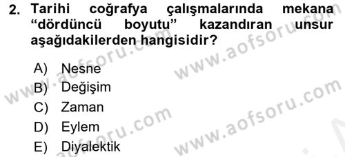 Tarihi Coğrafya Dersi 2015 - 2016 Yılı Tek Ders Sınav Soruları 2. Soru