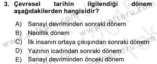 Tarihi Coğrafya Dersi 2015 - 2016 Yılı Tek Ders Sınav Soruları 3. Soru