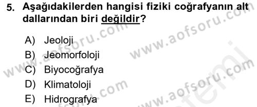 Tarihi Coğrafya Dersi 2015 - 2016 Yılı Tek Ders Sınav Soruları 5. Soru