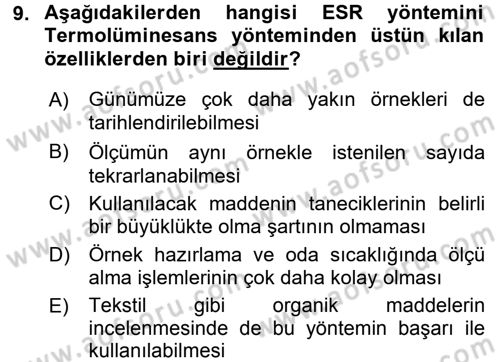 Tarihi Coğrafya Dersi 2015 - 2016 Yılı Tek Ders Sınav Soruları 9. Soru