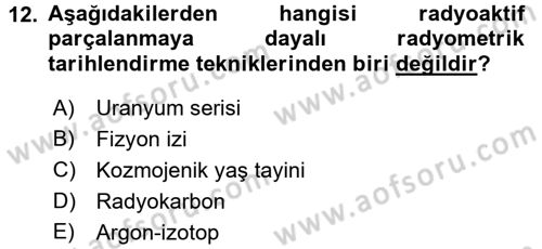 Tarihi Coğrafya Dersi 2016 - 2017 Yılı 3 Ders Sınav Soruları 12. Soru