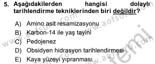 Tarihi Coğrafya Dersi 2016 - 2017 Yılı 3 Ders Sınav Soruları 5. Soru