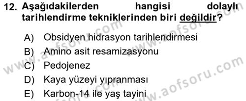 Tarihi Coğrafya Dersi 2016 - 2017 Yılı (Final) Dönem Sonu Sınav Soruları 12. Soru