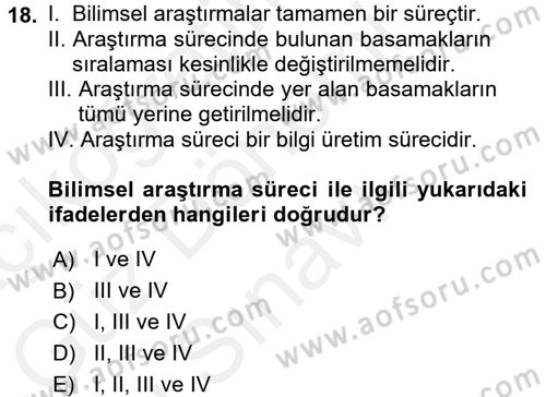 Tarihi Coğrafya Dersi 2016 - 2017 Yılı (Final) Dönem Sonu Sınav Soruları 18. Soru