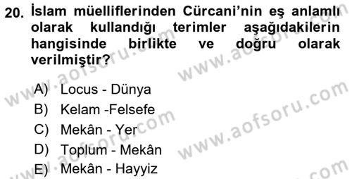 Tarihi Coğrafya Dersi 2016 - 2017 Yılı (Final) Dönem Sonu Sınav Soruları 20. Soru