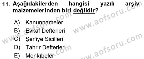 Tarihi Coğrafya Dersi 2017 - 2018 Yılı 3 Ders Sınav Soruları 11. Soru