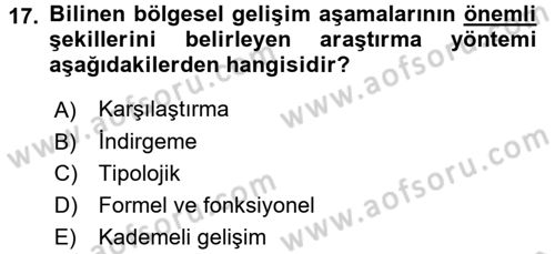 Tarihi Coğrafya Dersi 2017 - 2018 Yılı 3 Ders Sınav Soruları 17. Soru