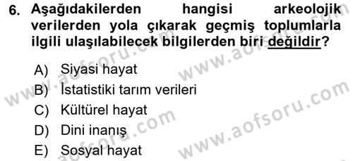Tarihi Coğrafya Dersi 2017 - 2018 Yılı 3 Ders Sınav Soruları 6. Soru