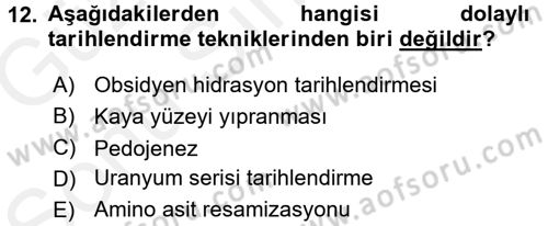 Tarihi Coğrafya Dersi 2017 - 2018 Yılı (Final) Dönem Sonu Sınav Soruları 12. Soru