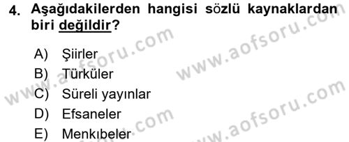 Tarihi Coğrafya Dersi 2017 - 2018 Yılı (Final) Dönem Sonu Sınav Soruları 4. Soru