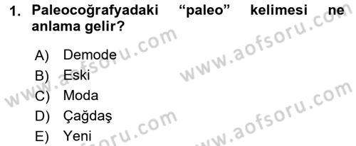 Tarihi Coğrafya Dersi 2018 - 2019 Yılı 3 Ders Sınav Soruları 1. Soru