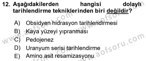 Tarihi Coğrafya Dersi 2018 - 2019 Yılı 3 Ders Sınav Soruları 12. Soru