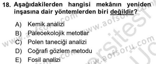 Tarihi Coğrafya Dersi 2018 - 2019 Yılı 3 Ders Sınav Soruları 18. Soru