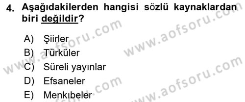 Tarihi Coğrafya Dersi 2018 - 2019 Yılı 3 Ders Sınav Soruları 4. Soru