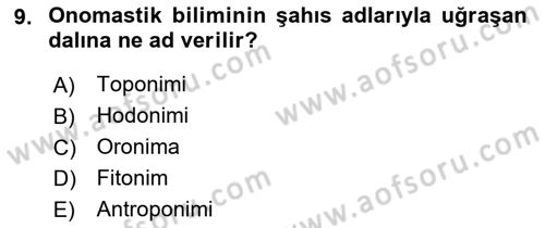 Tarihi Coğrafya Dersi 2018 - 2019 Yılı 3 Ders Sınav Soruları 9. Soru