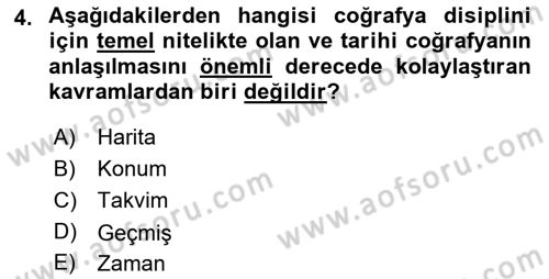 Tarihi Coğrafya Dersi Ara Sınavı Deneme Sınav Soruları 4. Soru