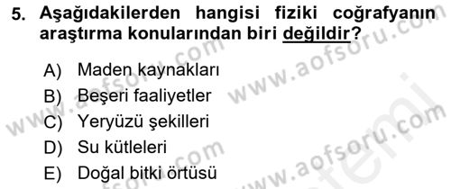 Tarihi Coğrafya Dersi 2018 - 2019 Yılı (Vize) Ara Sınav Soruları 5. Soru