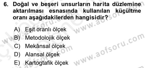 Tarihi Coğrafya Dersi Ara Sınavı Deneme Sınav Soruları 6. Soru