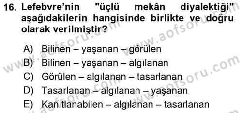 Tarihi Coğrafya Dersi 2018 - 2019 Yılı (Final) Dönem Sonu Sınav Soruları 16. Soru