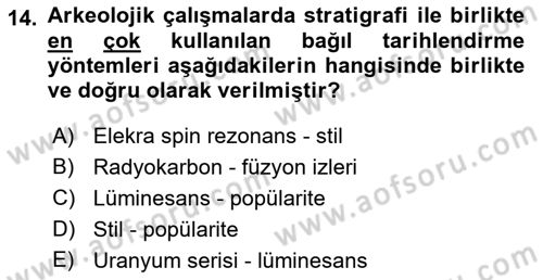 Tarihi Coğrafya Dersi 2018 - 2019 Yılı Yaz Okulu Sınav Soruları 14. Soru