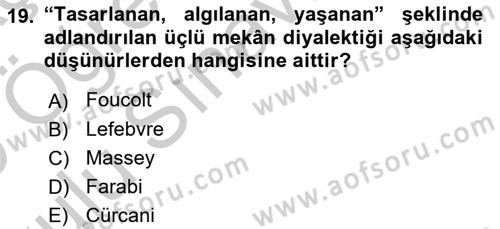 Tarihi Coğrafya Dersi 2018 - 2019 Yılı Yaz Okulu Sınav Soruları 19. Soru