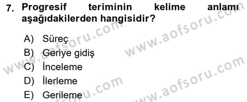 Tarihi Coğrafya Dersi 2018 - 2019 Yılı Yaz Okulu Sınav Soruları 7. Soru