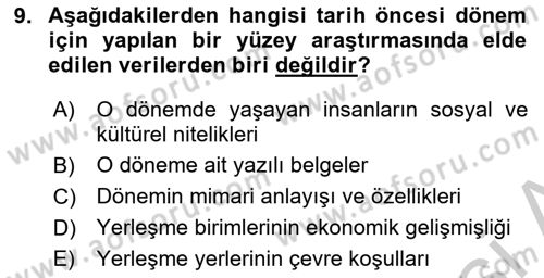 Tarihi Coğrafya Dersi 2018 - 2019 Yılı Yaz Okulu Sınav Soruları 9. Soru