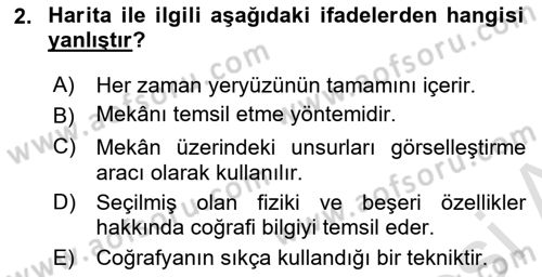 Tarihi Coğrafya Dersi Ara Sınavı Deneme Sınav Soruları 2. Soru