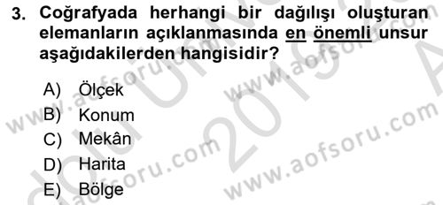 Tarihi Coğrafya Dersi Ara Sınavı Deneme Sınav Soruları 3. Soru