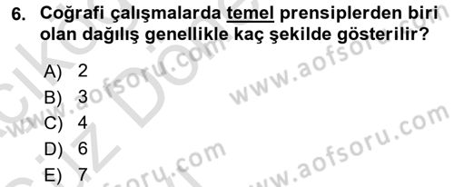 Tarihi Coğrafya Dersi Ara Sınavı Deneme Sınav Soruları 6. Soru